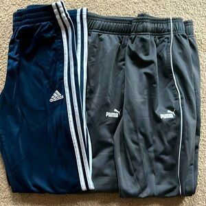 Three pairs of youth large athletic pants - adidas and puma